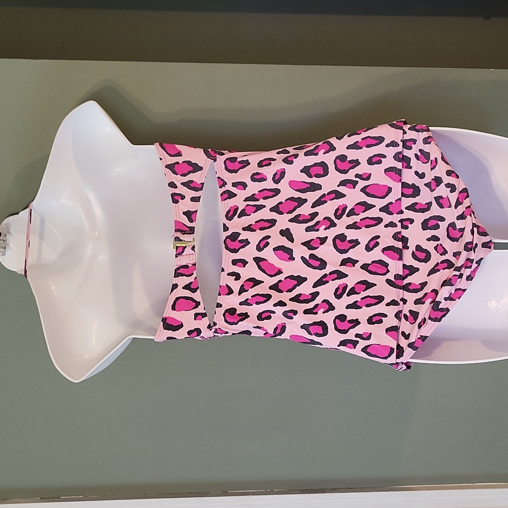 DKNY pink leopard tankini runched top and Bottoms - Picture 8 of 16